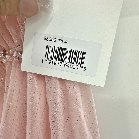 Mac Duggal Beaded Ruffle High Low Prom Gown in Ice Pink Size 4 NWT - Picture 12 of 12